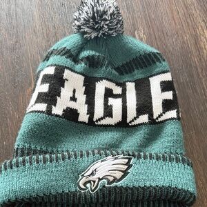Philadelphia Eagles Kids' Teal and Black Pom-Pom Beanie
